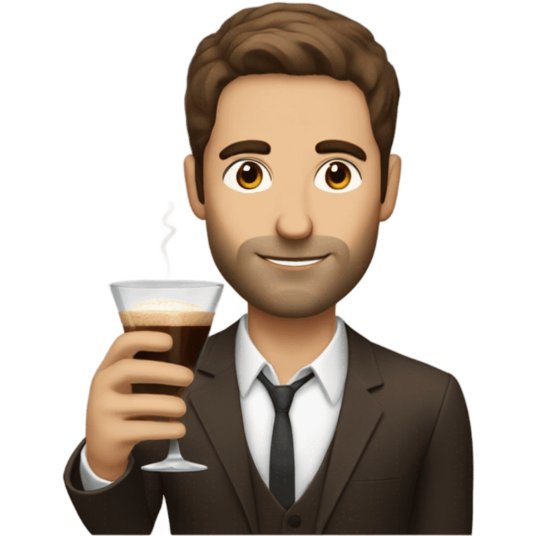 Man with thin face brown hair and stubble drinking an espresso martini emoji