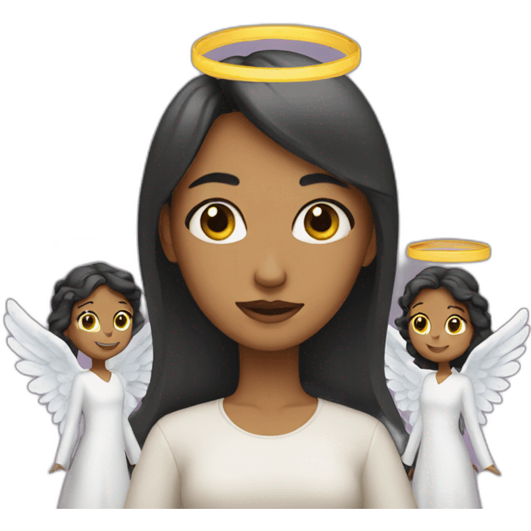 woman with three angels emoji