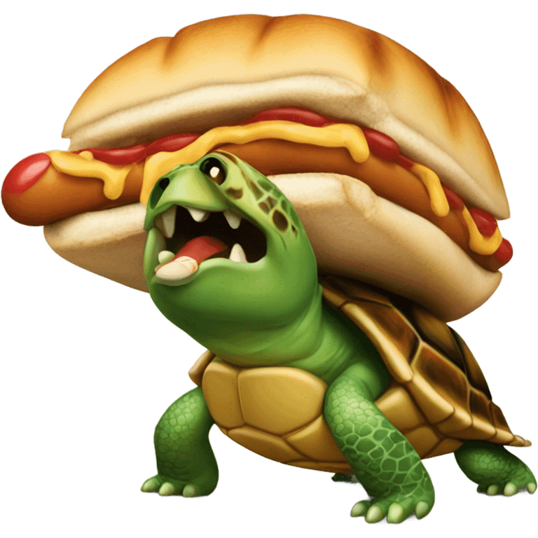 Turtle with a hotdog emoji