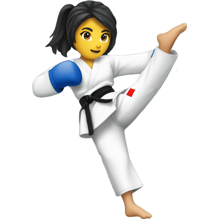 taekwondo blue belt female kick emoji