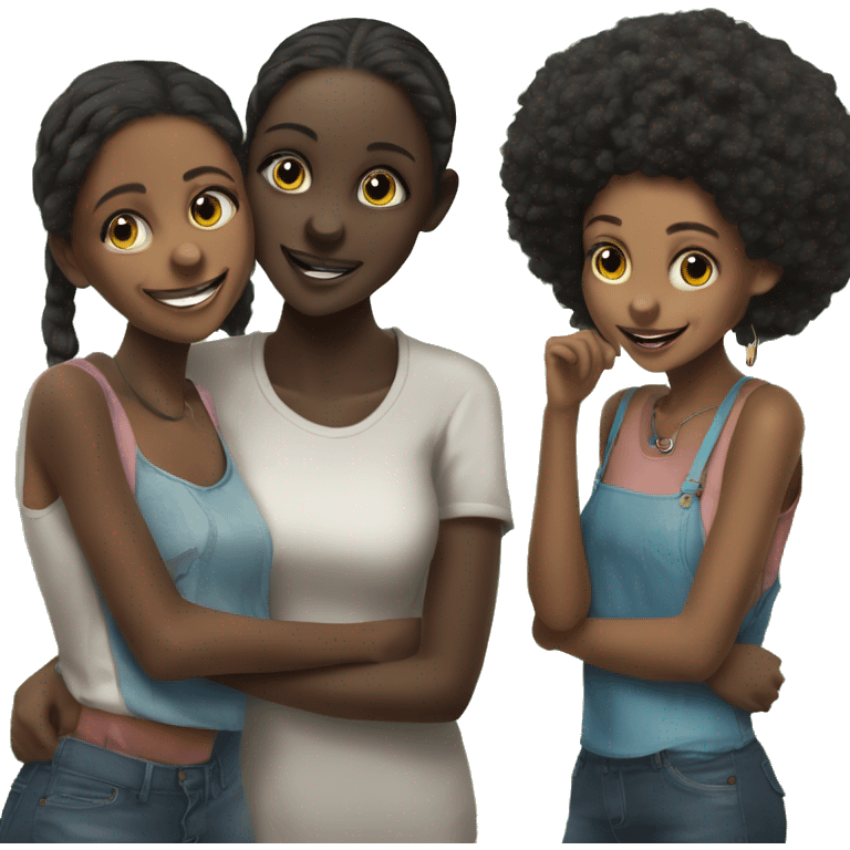 a black rat in the company of two beautiful young African girls emoji