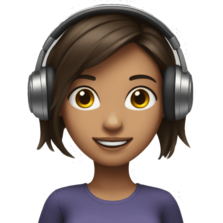 Brunette girl in headphones dancing emoji