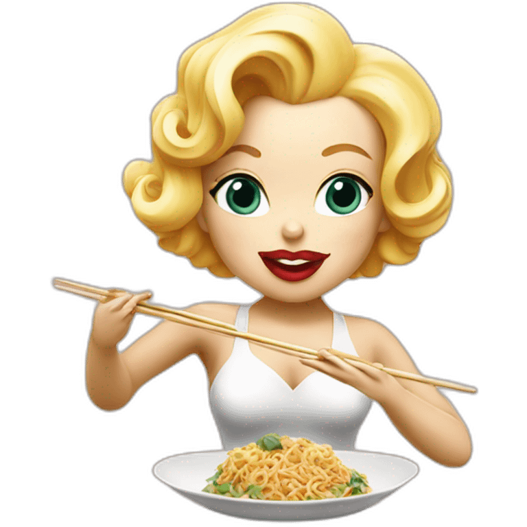 Marilyn monroe eating with chopsticks emoji