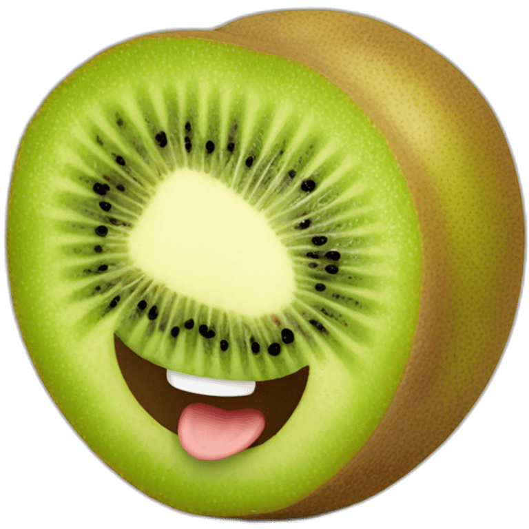 kiwi fruit with a cute smile emoji