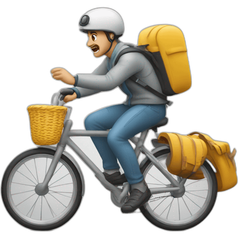 Bicyclist avoiding menacing bus emoji