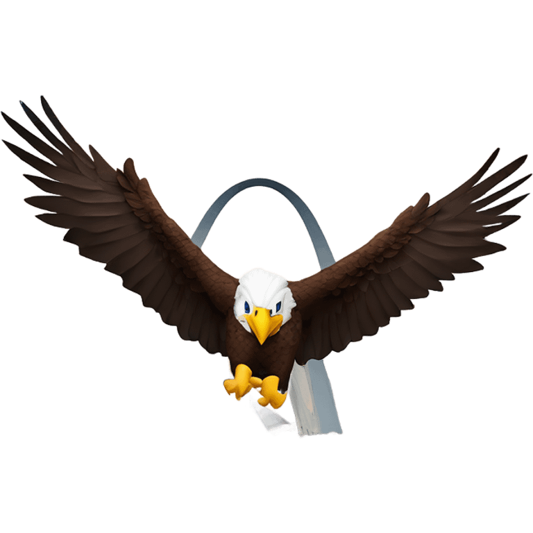 bald eagle flying through the St. Louis arch ￼￼ emoji