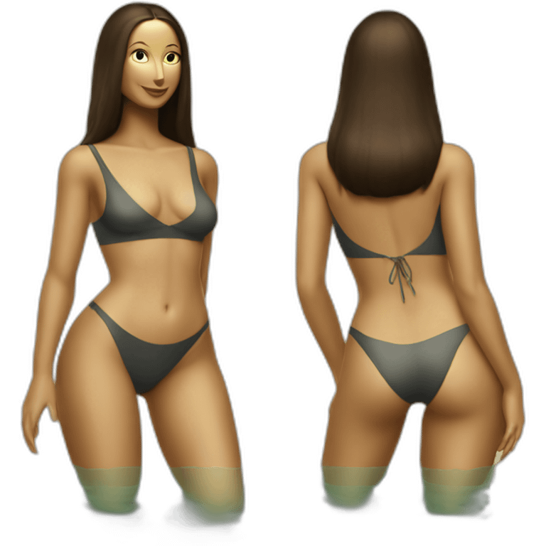 sexy mona lisa back on high heels swimming suit long legs posing emoji