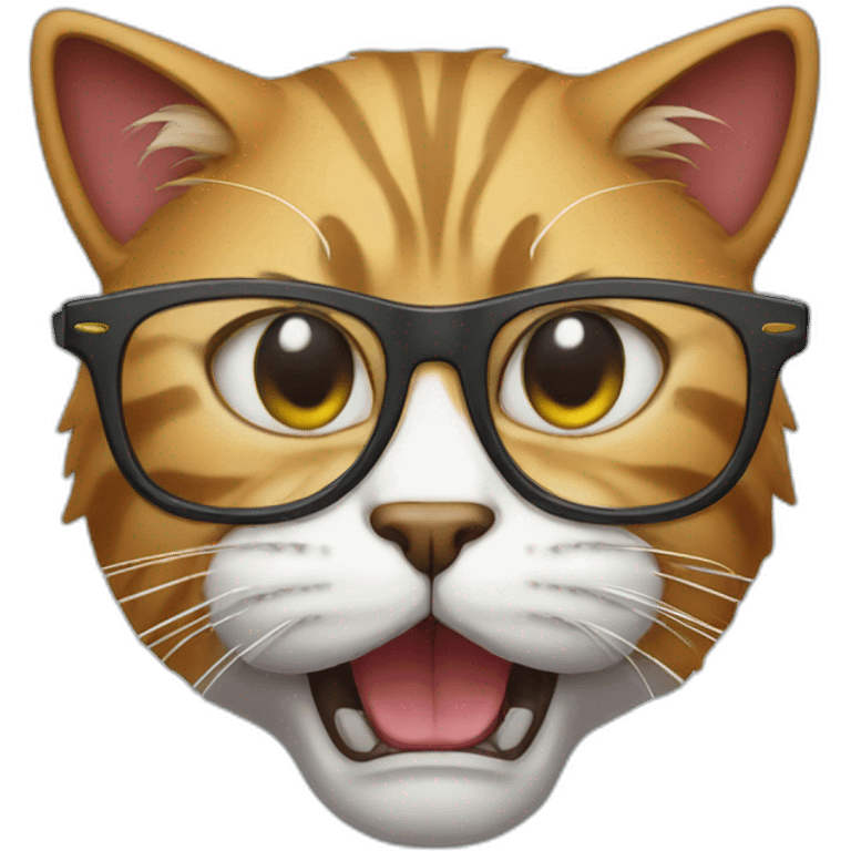 Angry cat with glasses emoji