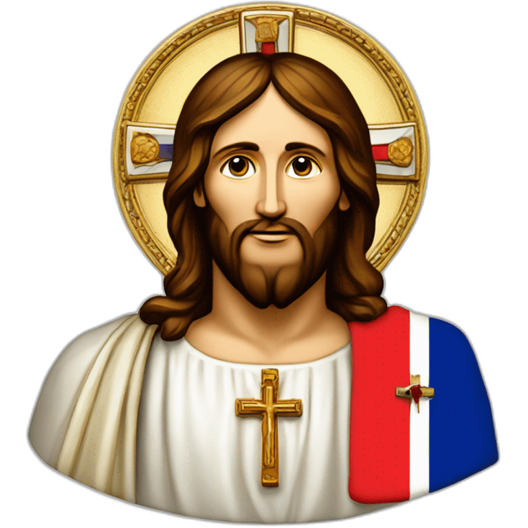 french flag with icon christ pantocrator emoji