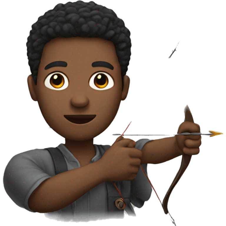 Black man shooting heart shaped arrow head towards screen emoji