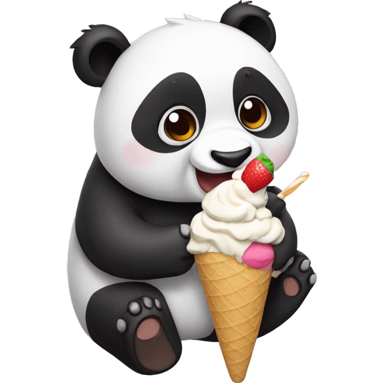 Panda eating ice cream emoji