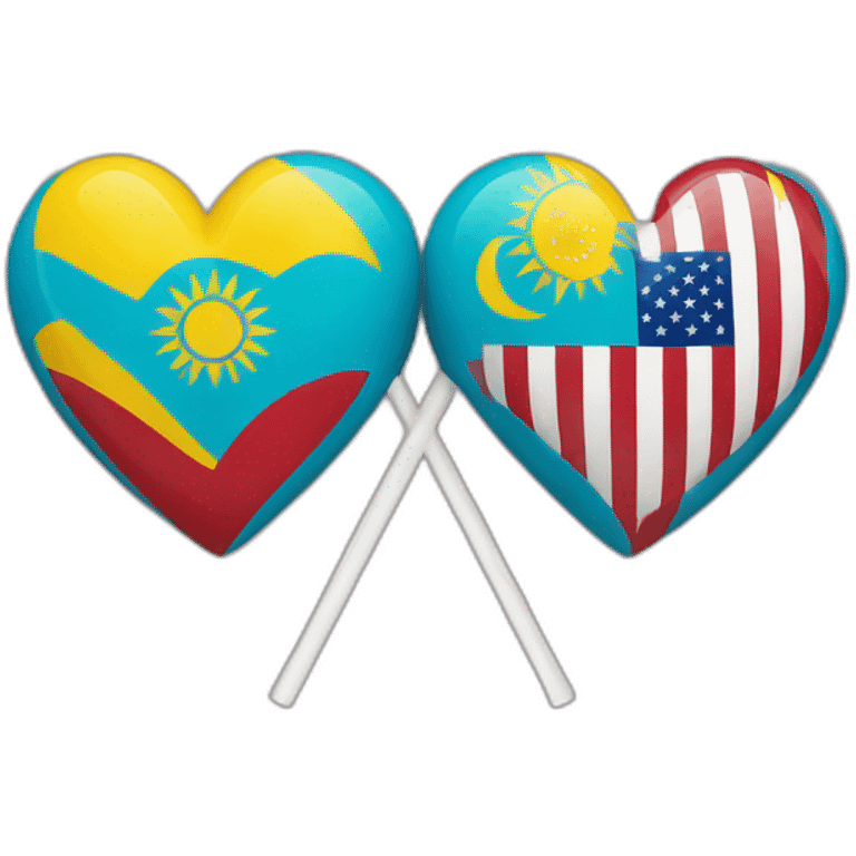 American and Kazakh flag in a heart emoji