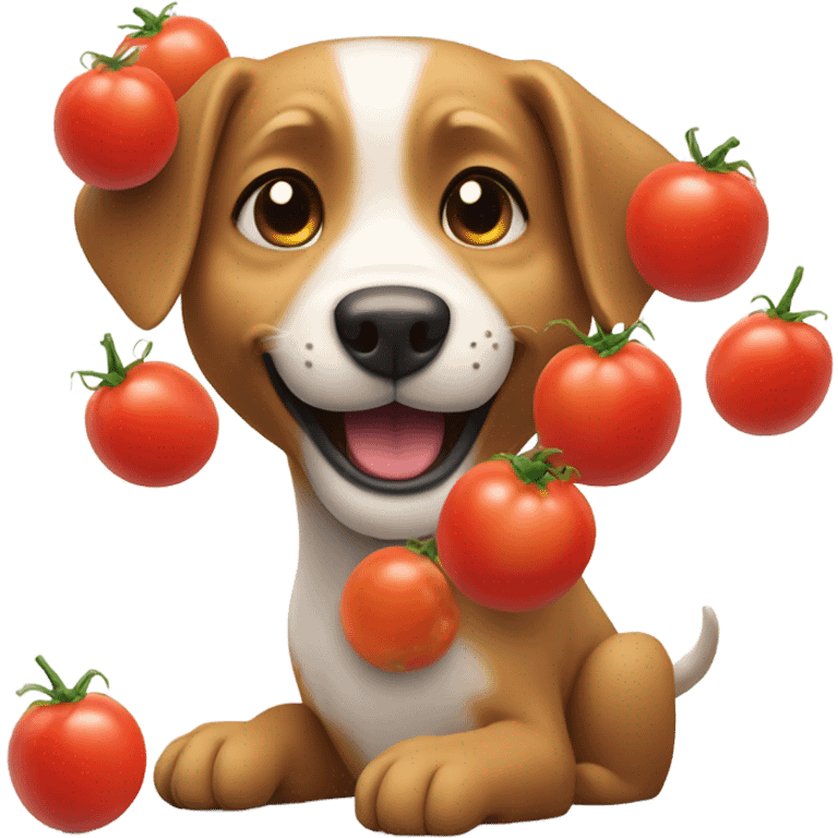 Dog throwing tomatoes  emoji