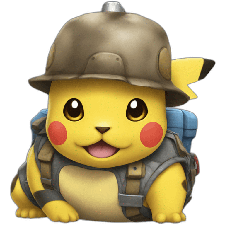 Tortank fait un calin à Pikachu emoji