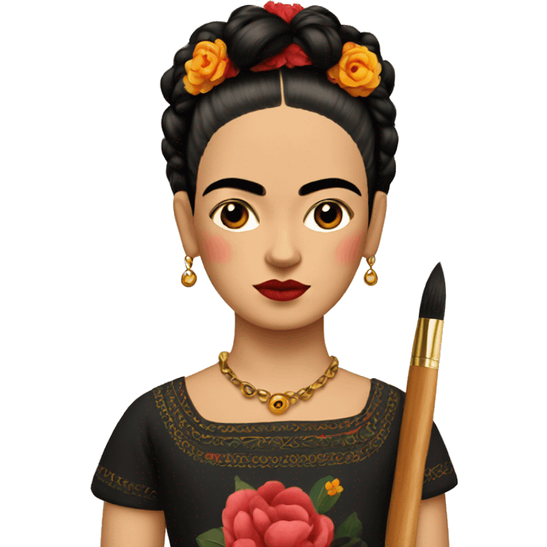 body frida kahlo kid with paintbrush emoji