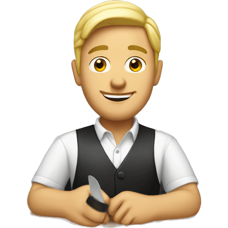 Blonde Caucasian man working in restaurant  emoji