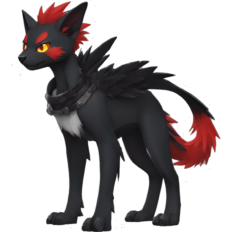 cool edgy black punk red animal hybrid Fakemon full body emoji