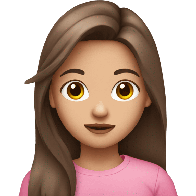 brunette girl long hair pink shirt nose ring emoji