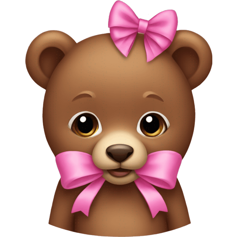 brown baby bear with two pink bows emoji