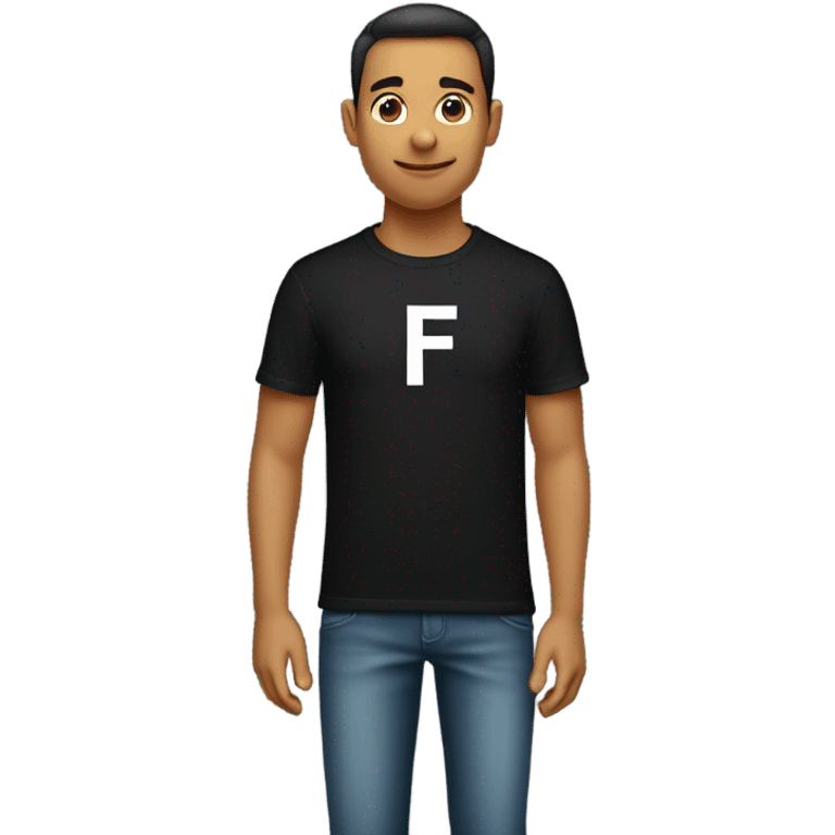 black t-shirt with the words "FF" on it it emoji