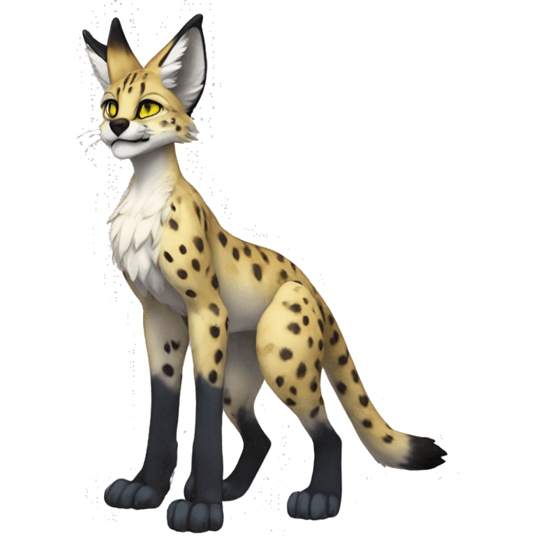 Anthro Epic Beautiful Handsome Pretty Colorful Sergal-Serval-Vernid full body emoji