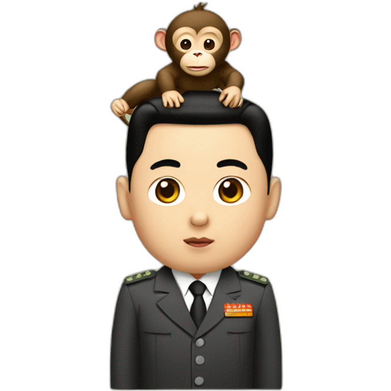 Kim jong un with a monkey on his head emoji