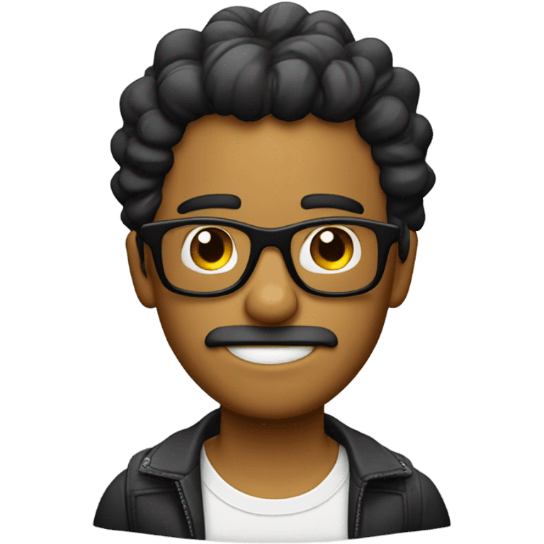 Miguel, pelo rizado, gafas emoji