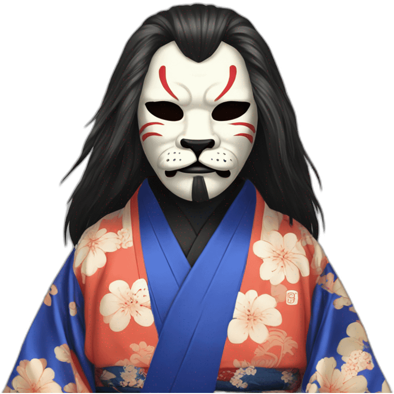 wearing-noh-dog-mask-longhair-massive-guy-japanese-kimono emoji