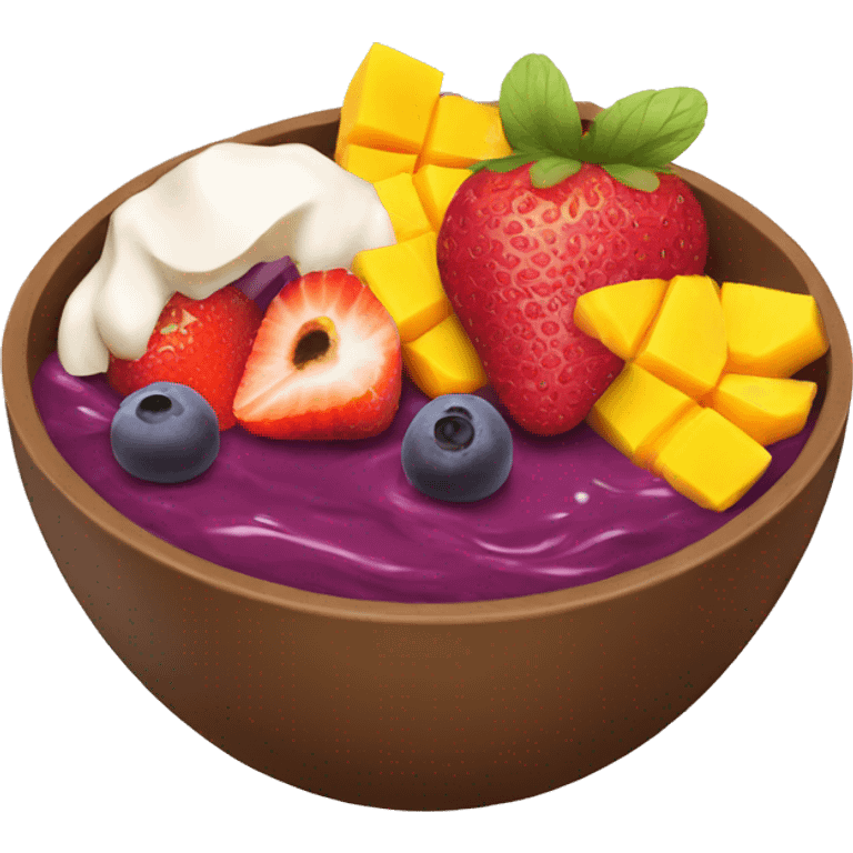 Acai Bowl with mango and strawberry on top  emoji