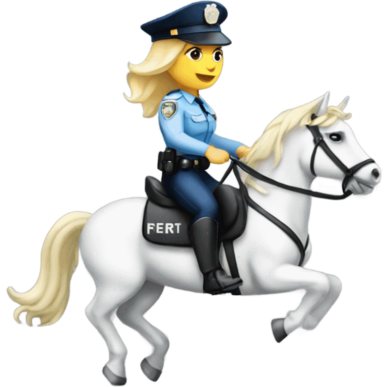 Blonde Woman police officer riding a white horse  emoji