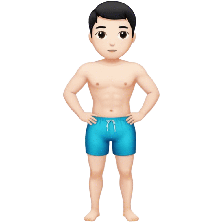 hot Man in swimming shorts  white skin dark black short big body emoji