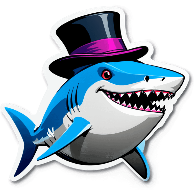 Shark with a top hat emoji