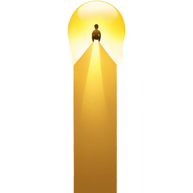 person floating up to the sky in a golden beam of light they are looking upward ￼ emoji