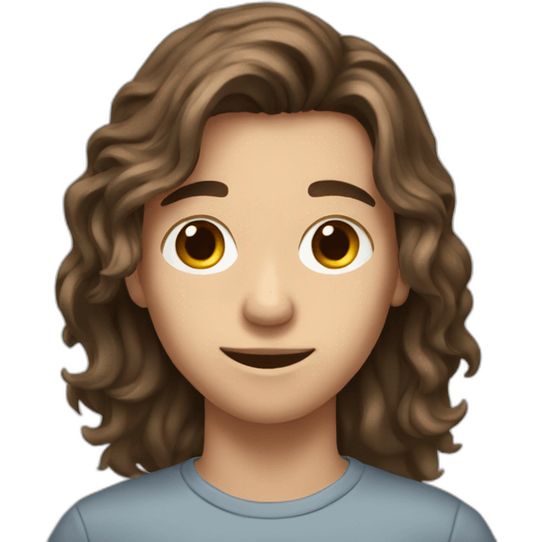 A 16 years old boy with long brown hair  emoji