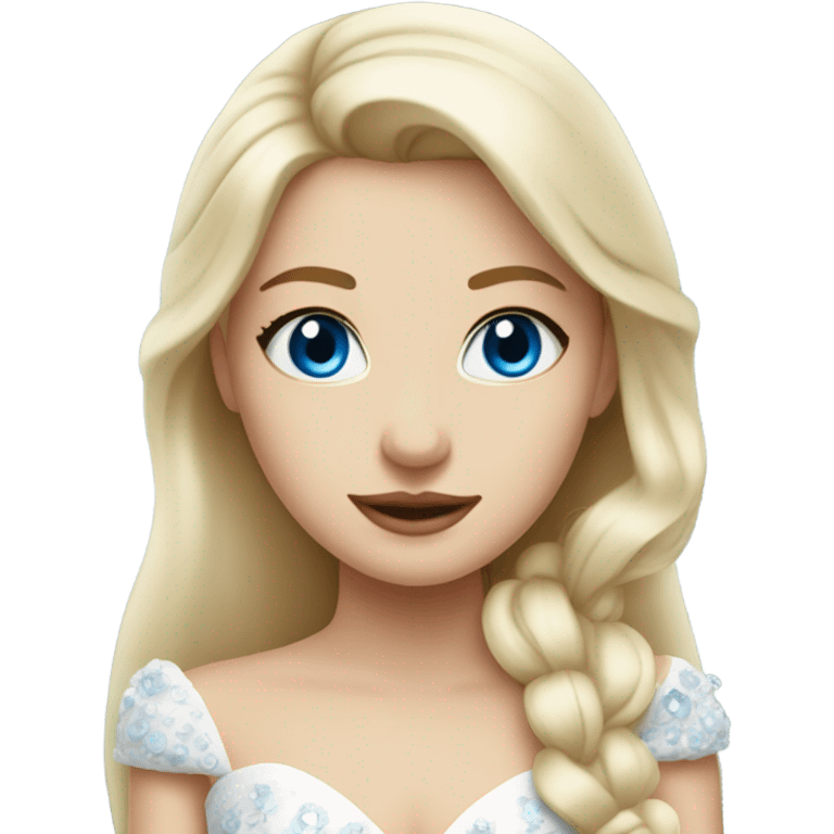 Beautiful blond girl with blue eyes and Hearted wedding dress emoji