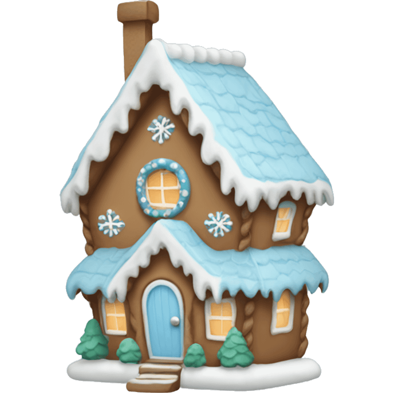 Cosy light blue gingerbread house  emoji