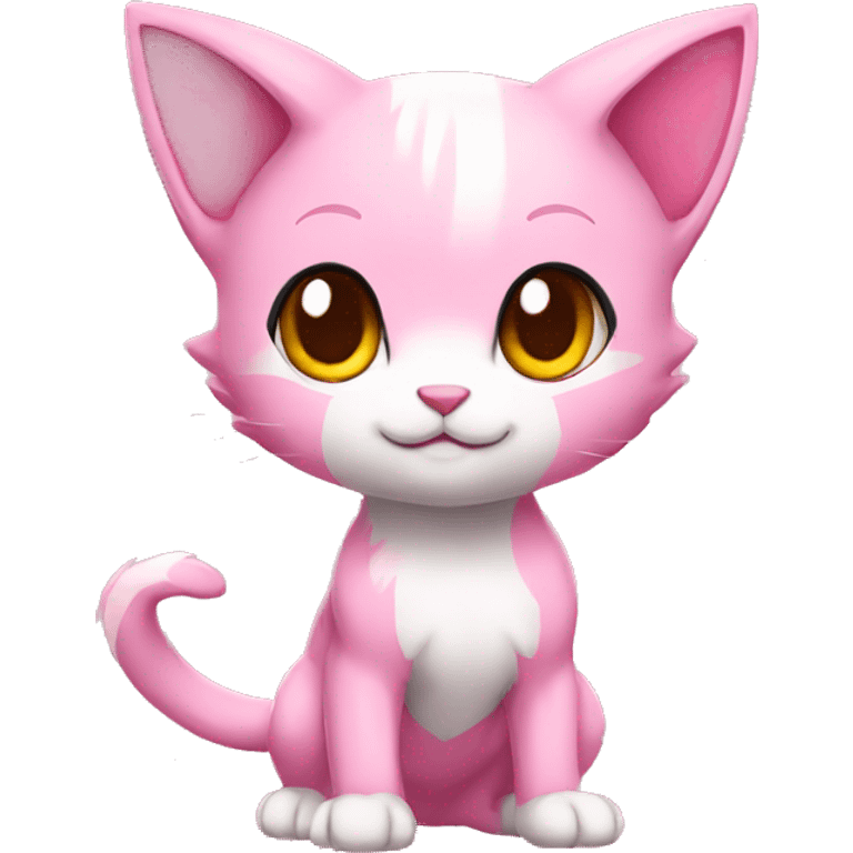 Pink Chibi Anthro Mew-Pokémon full body emoji