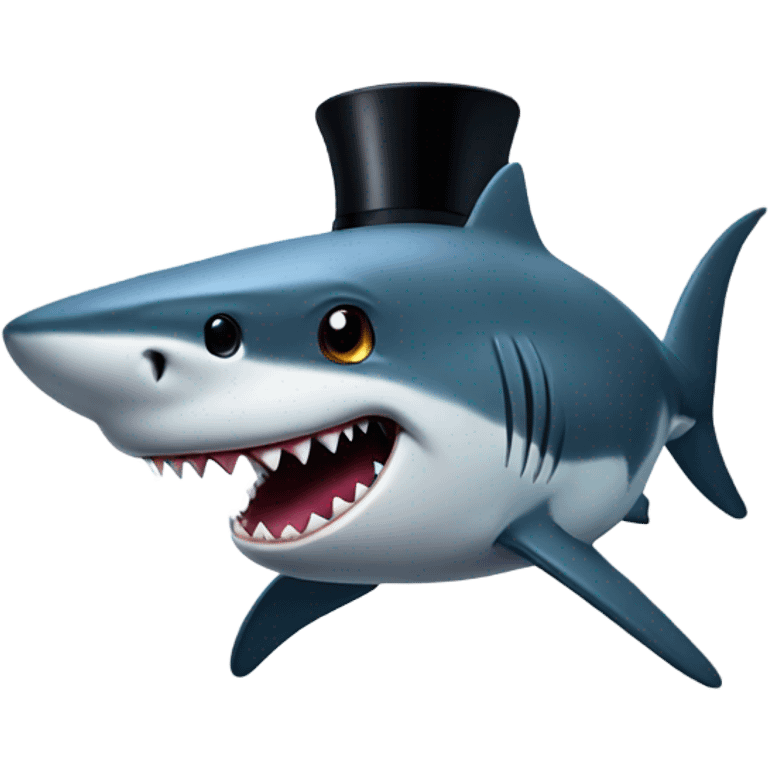 Shark with a top hat emoji