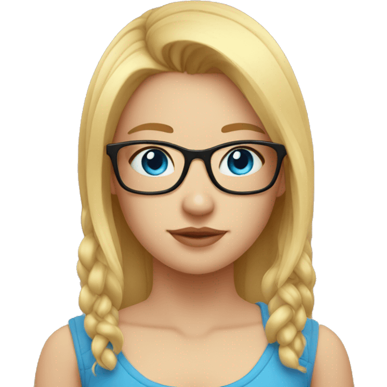 blonde girl, blue eyes, 4k, hd, red glasses, ponytial, head only emoji