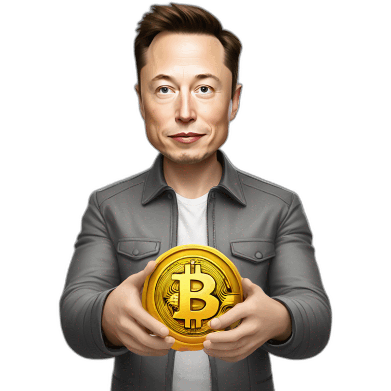 elon musk holding a bitcoin emoji