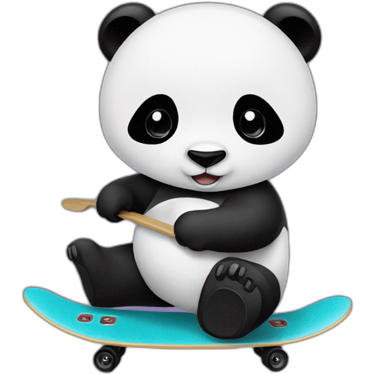 panda, cap and skatboard emoji