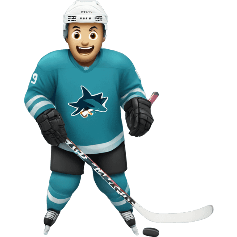 Hockey playing shark emoji