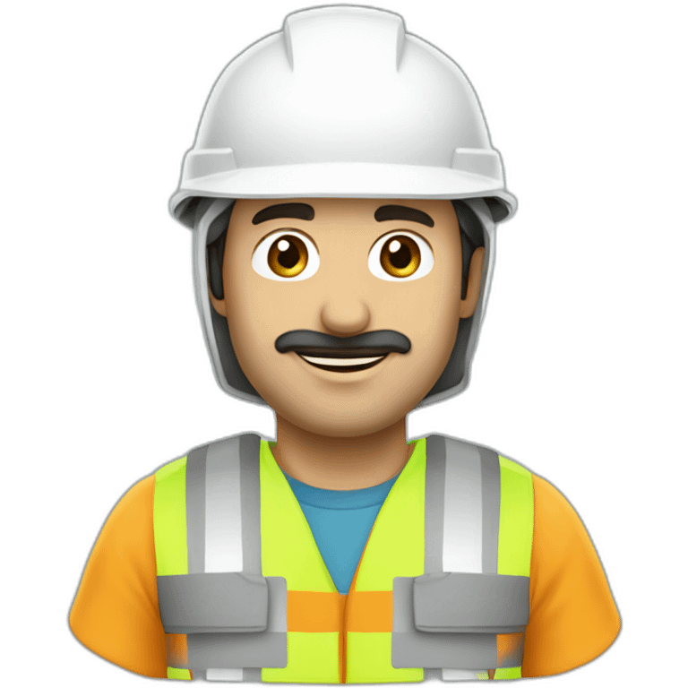 Turkish electrical engineer with white helmet and phosphorescent protection vest emoji