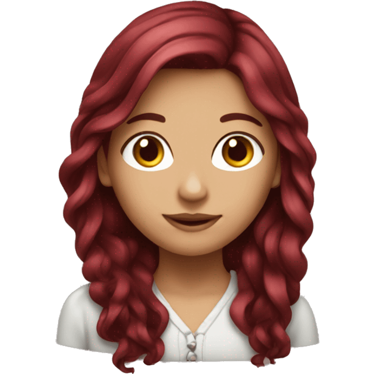 Beautiful burgundy haired girl with long hair emoji