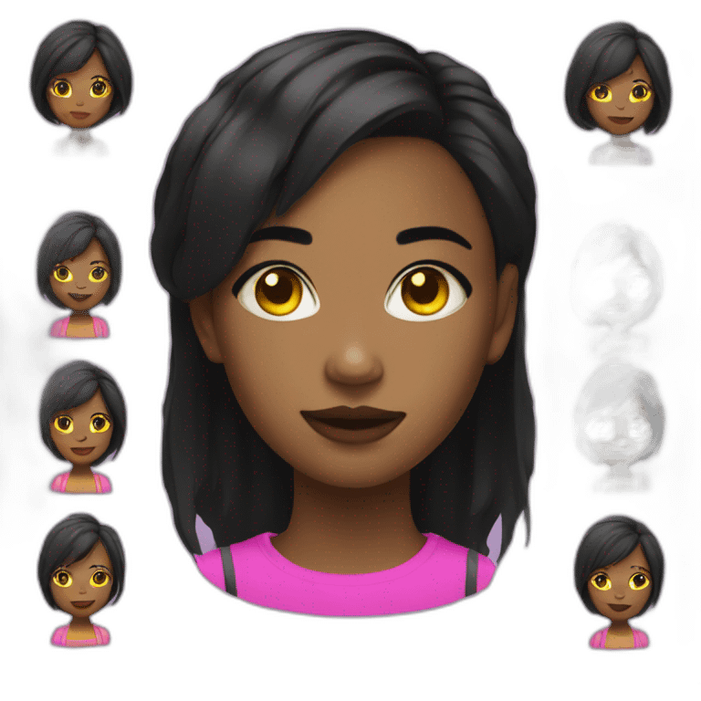 Black asian neon girl emoji