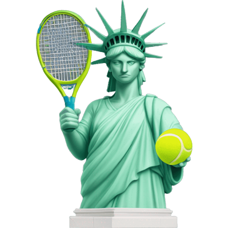 Statue of Liberty with a tennis ball and a raquet emoji