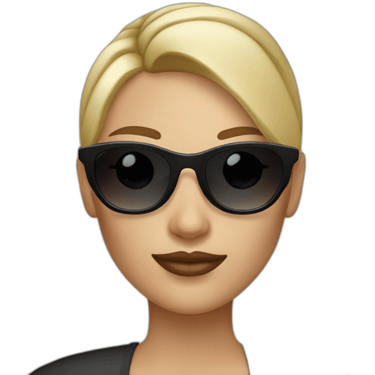 Beautifuil blonde woman with short hair ponytail and sunglasses drinking coffe emoji