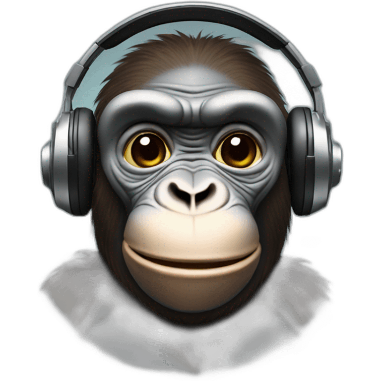 ape with headphones and a camera emoji