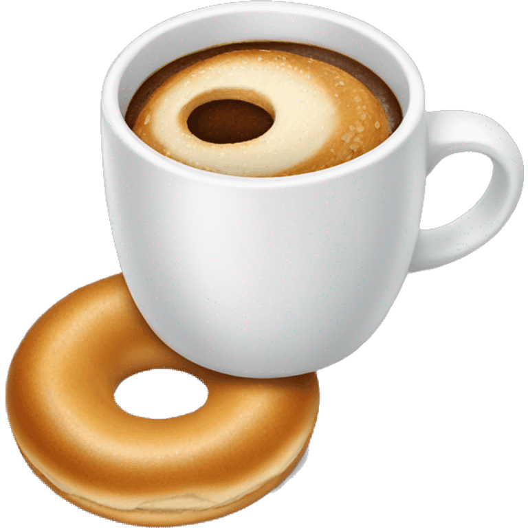 Coffee with bagel next to it emoji