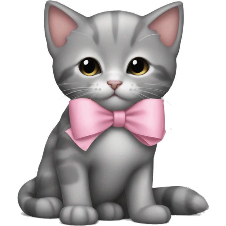 gray kitten pink bow sleeping emoji